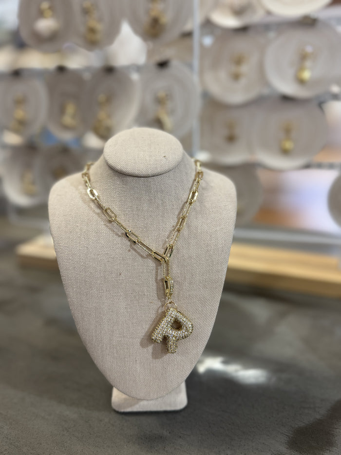 Rhinestone Bubble Initial Charm