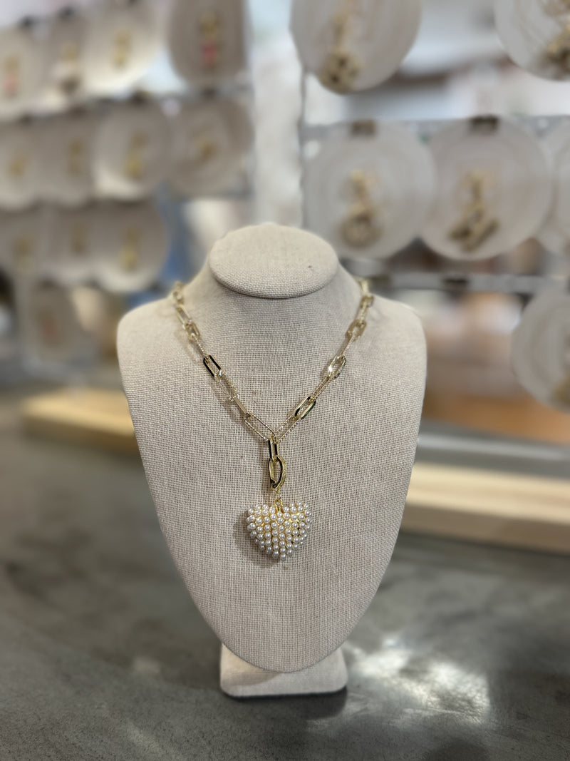 Pearl Heart Charm