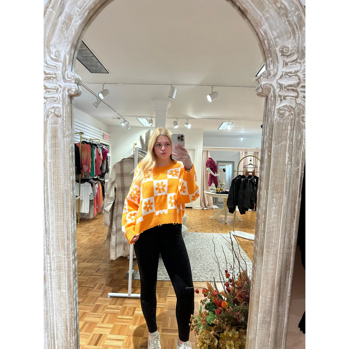Orange Flower Sweater