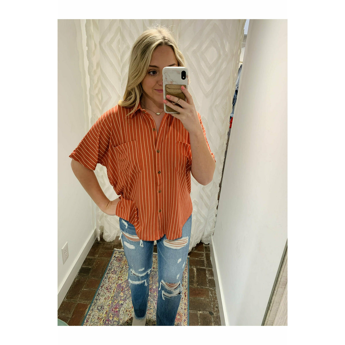 Orange Striped Shirt