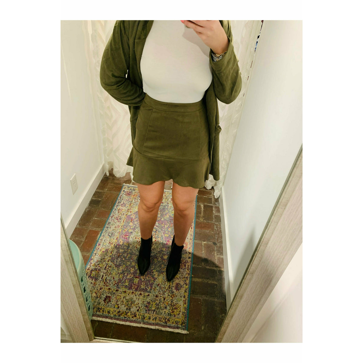 Olive Suede Set-Skirt