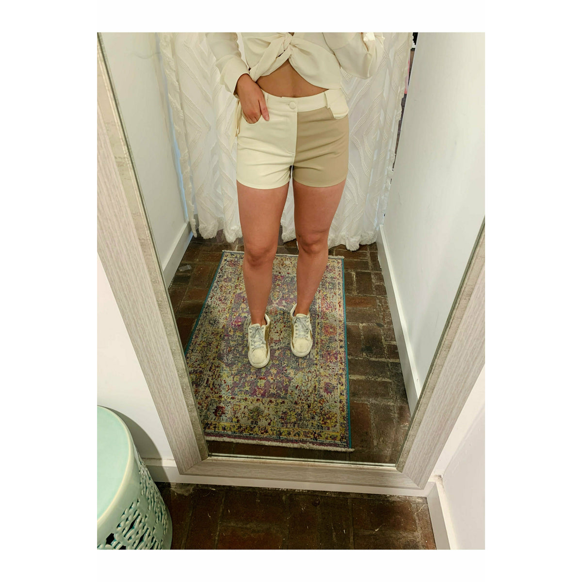 Tan & White Shorts