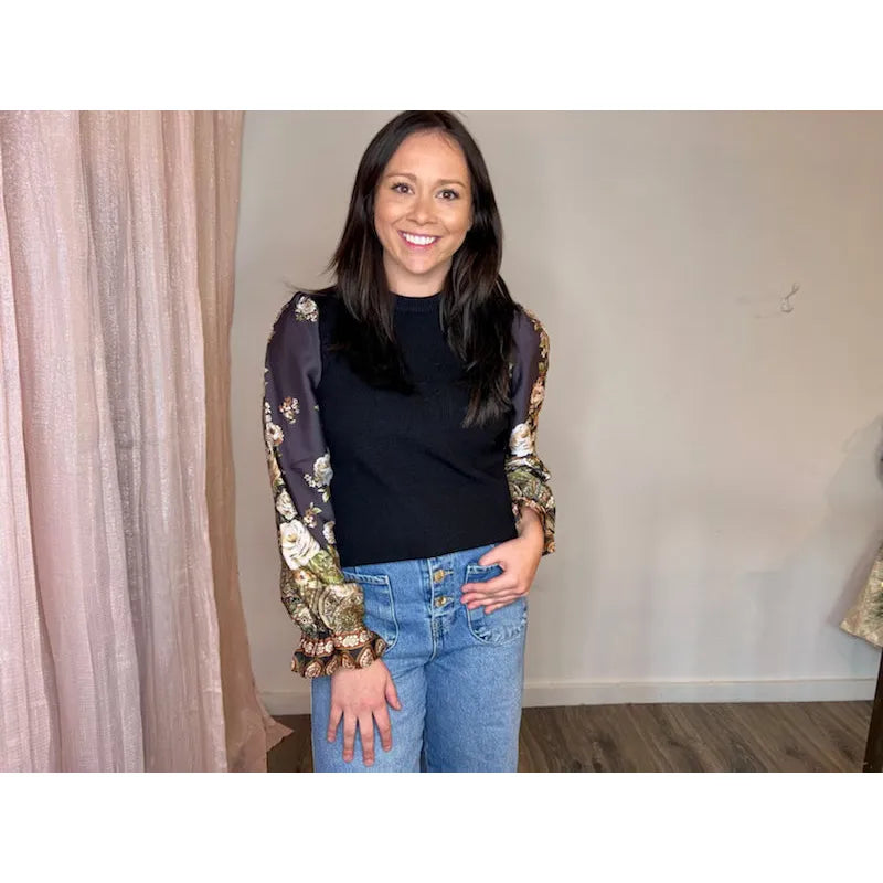 Flower Sleeve Sweater