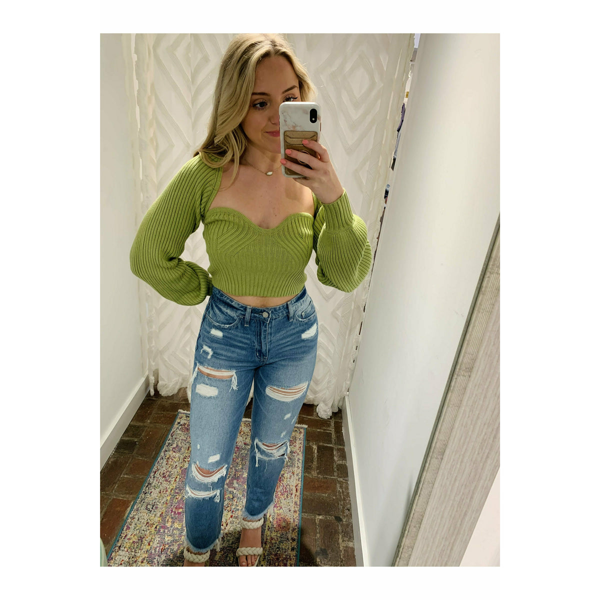 Green Cropped Sweater